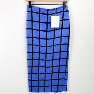 Tailored Midi Pencil Skirt Wesley Windowpane Check Hydrangea Size 4
